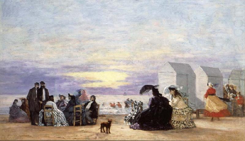 Beach Scene at Sunse, Eugene Boudin